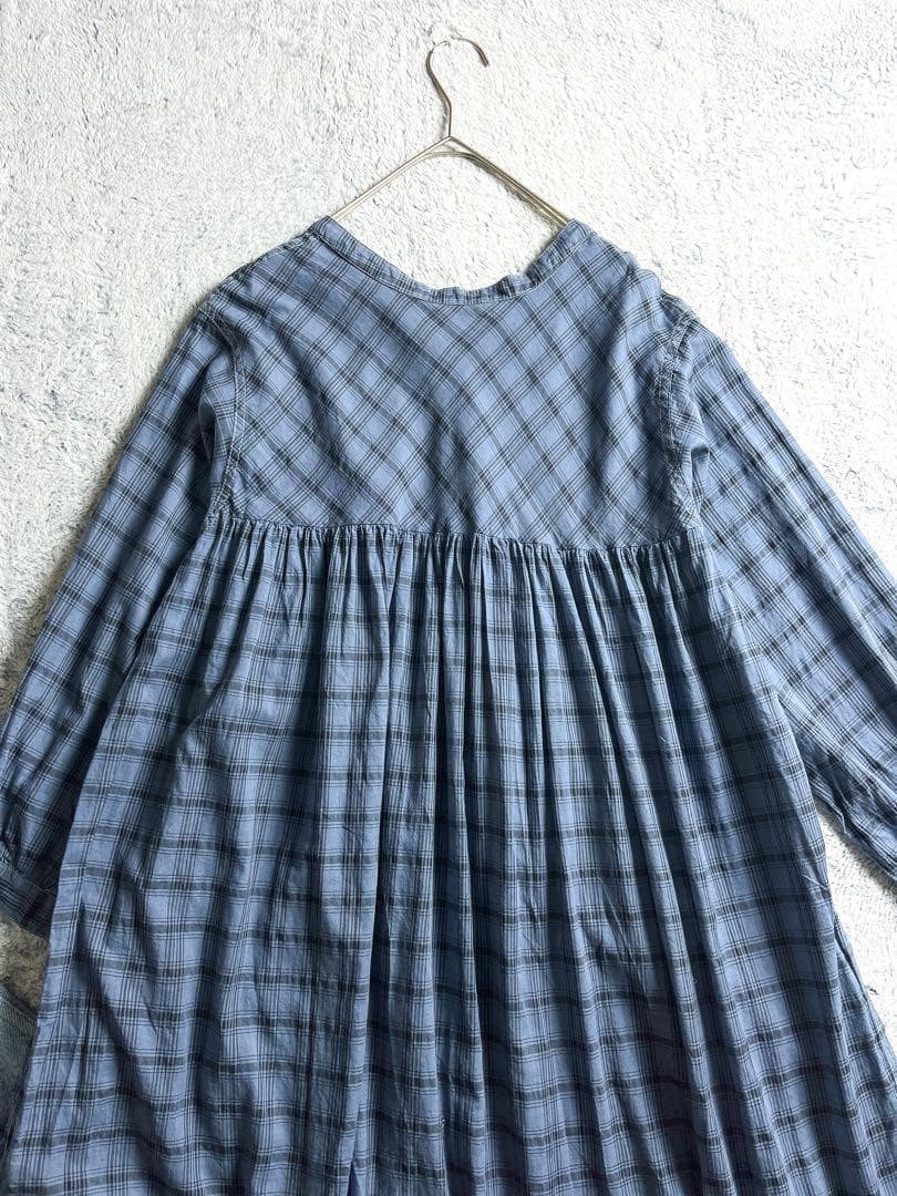 【Vlas Blomme】ヴラスブラム 2wayチェック切替ギャザーワンピース