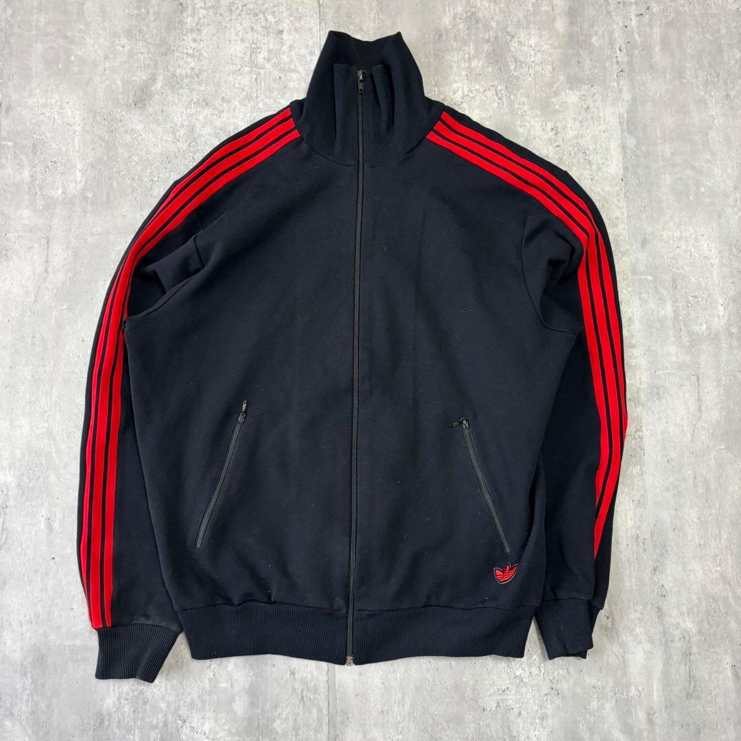 80's- adidas アディダス　トラックジャケット　赤　黒　5号