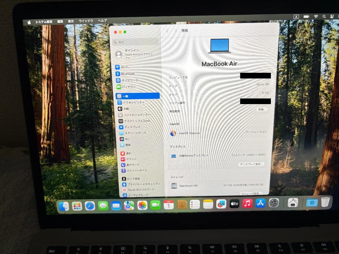 【美品/最大容量100%】M1 MacBookAir 2020 1TB/8GB
