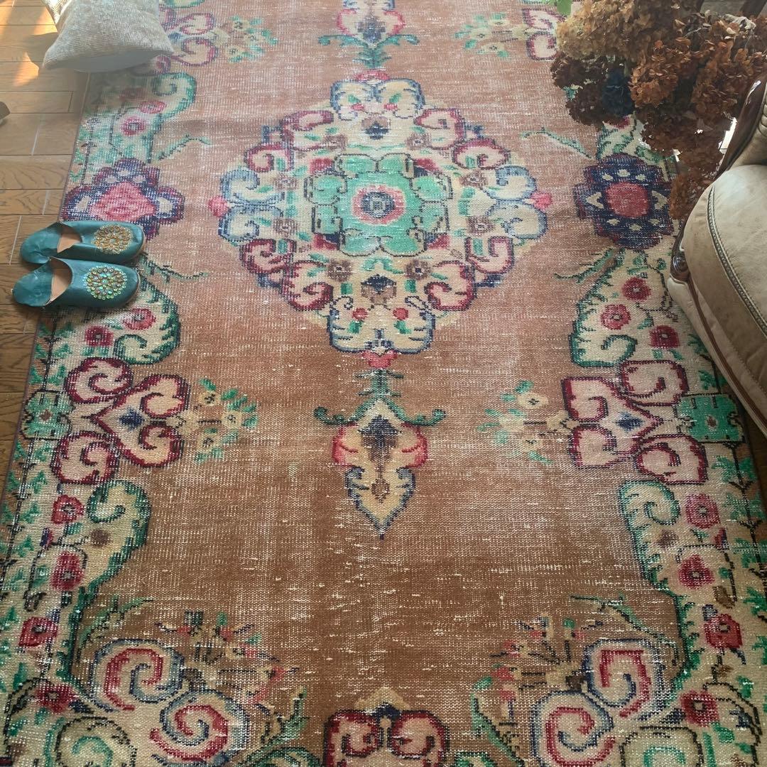 nyao様 超大判　271×140 超レア　トルコヴィンテージラグ　テラコッタ