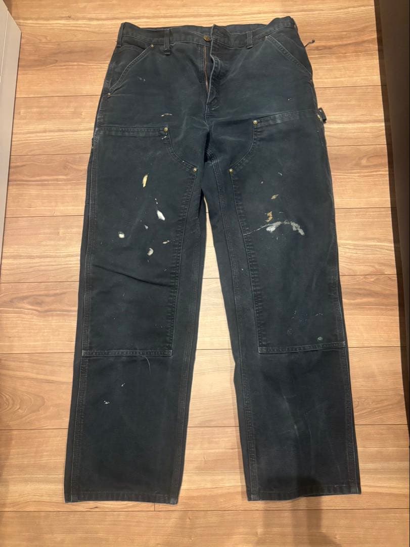 Carharttダブルニー ブラックB136 BLK W33L32