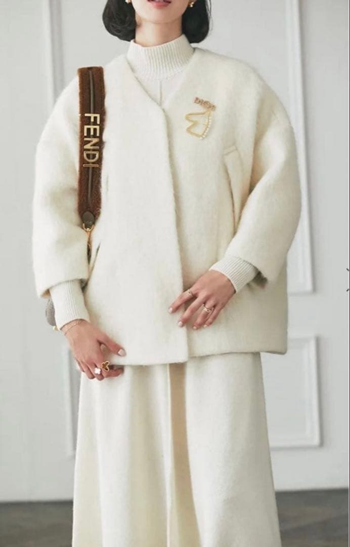 【美品】セブンテンSEVENTEN ミディアムコクーンシャギーコート