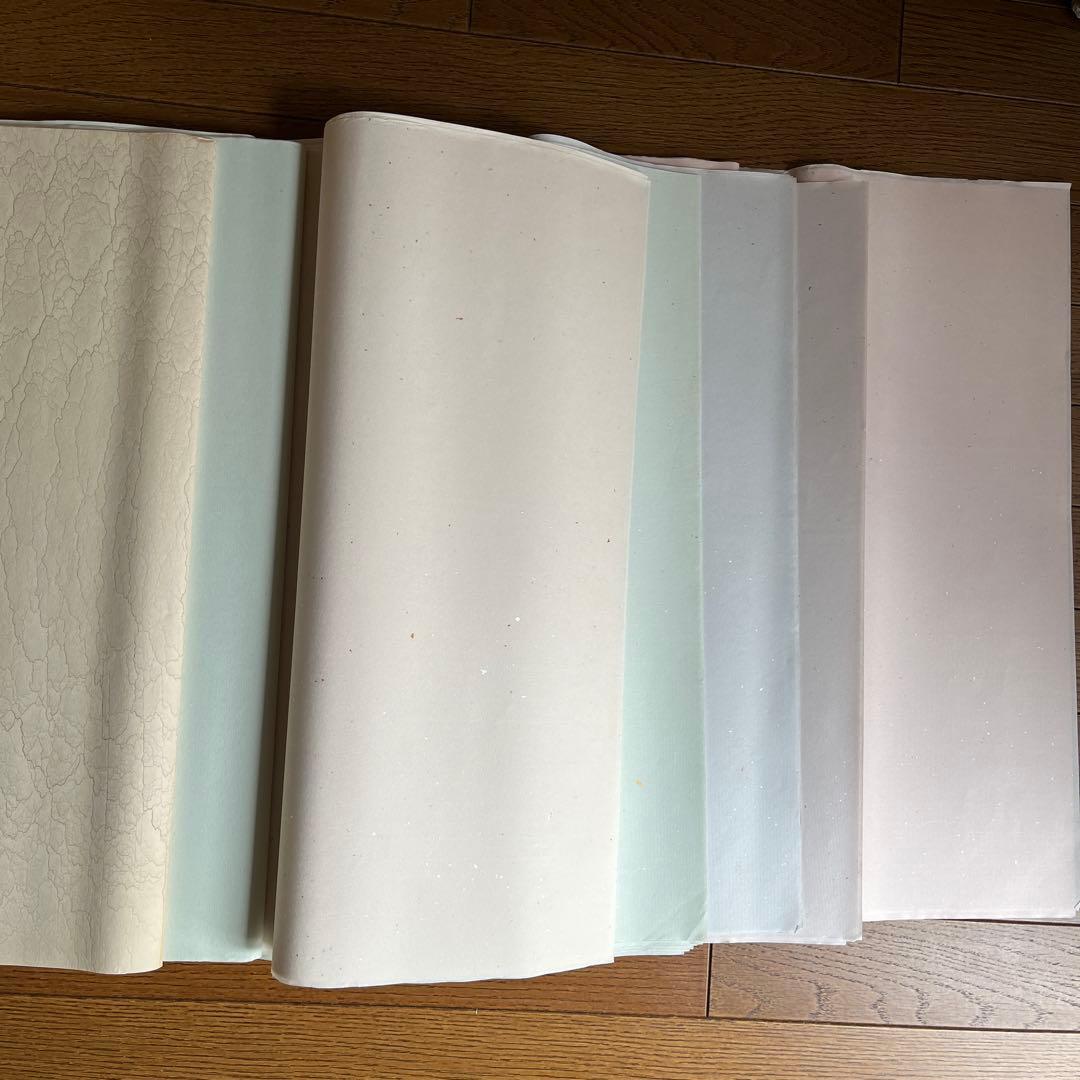 書道用紙聯落（1.75×7.5）金銀砂子振り41枚、玉紅50枚、おまけ水紋箋5枚