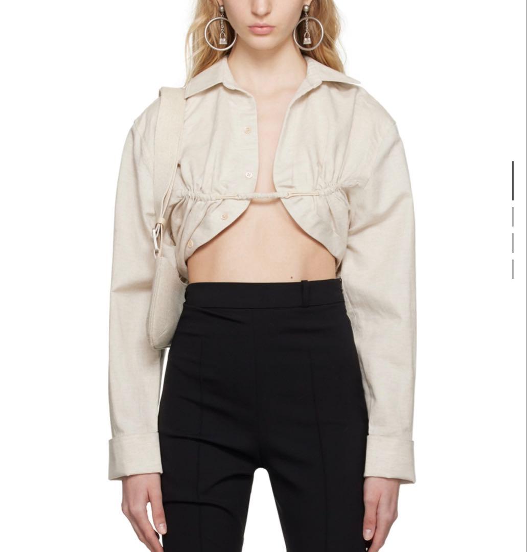 JACQUEMUS LE RAPHIA クロップドシャツ ベージュリネン