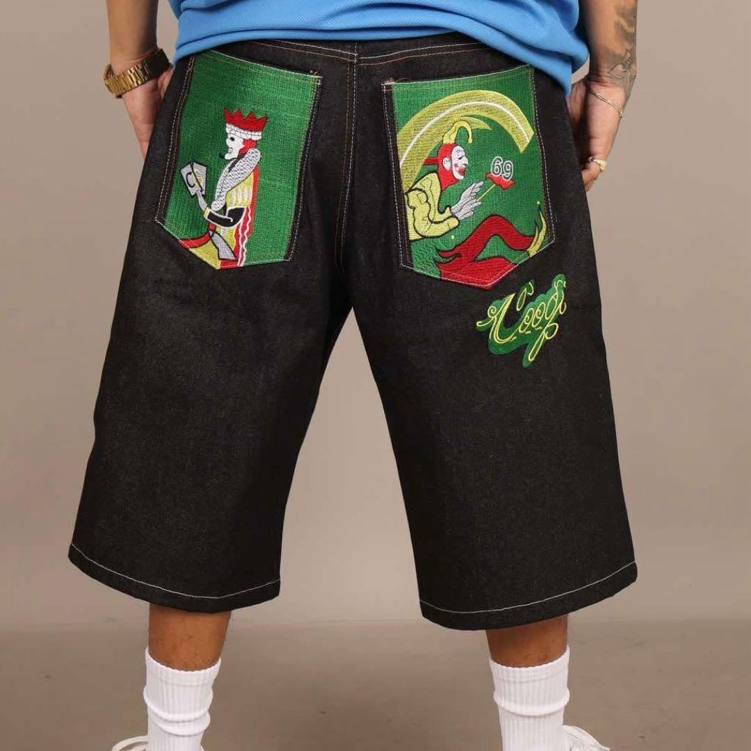 【激レア】Coogi ワイドデニム 刺繍 ショートパンツ