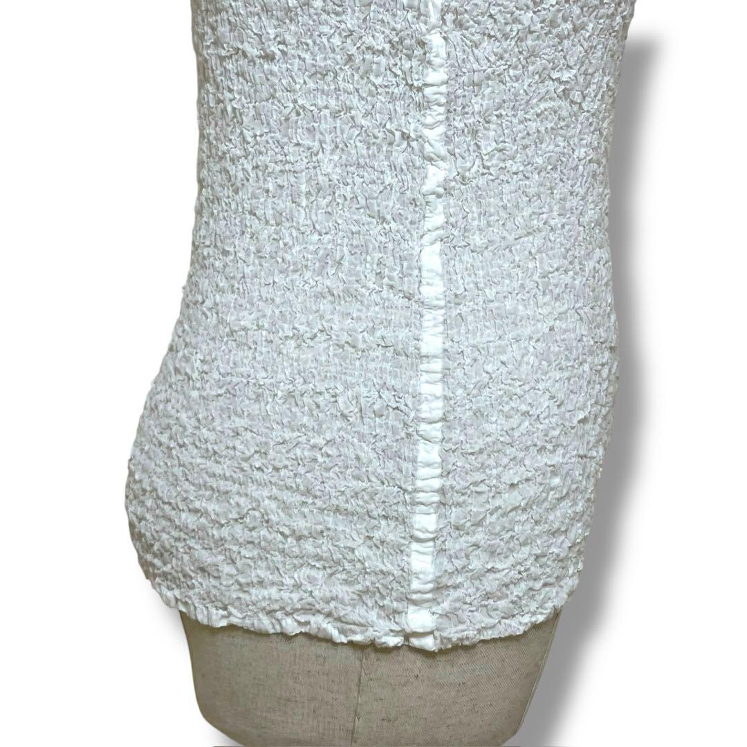 ISSEY MIYAKE me シャーリングカットソー 白　ワッフルプリーツ