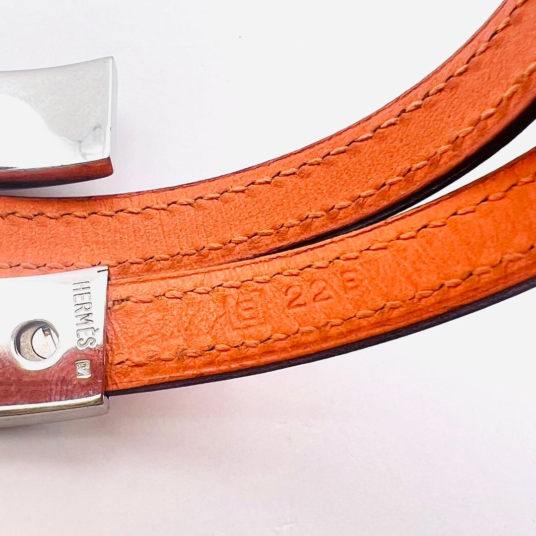 美品✨　エルメス　プスプス　オレンジレザー　シルバートーン　ブレスレット