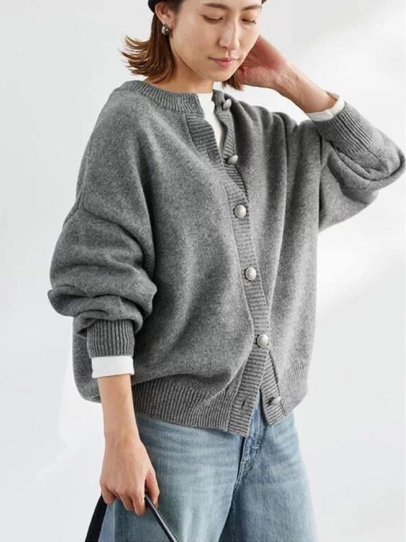 【未使用】FRAMEWORK メタルボタン 2WAYカーディガン 毛100%