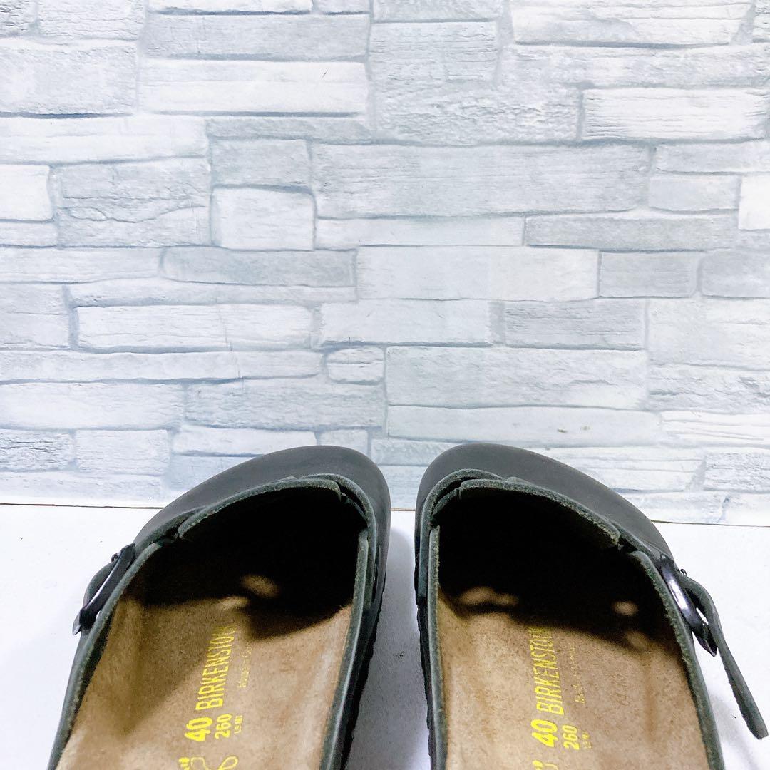 美品 ビルケンシュトック ボストン 本革 サボサンダル ブラック 黒 26.0
