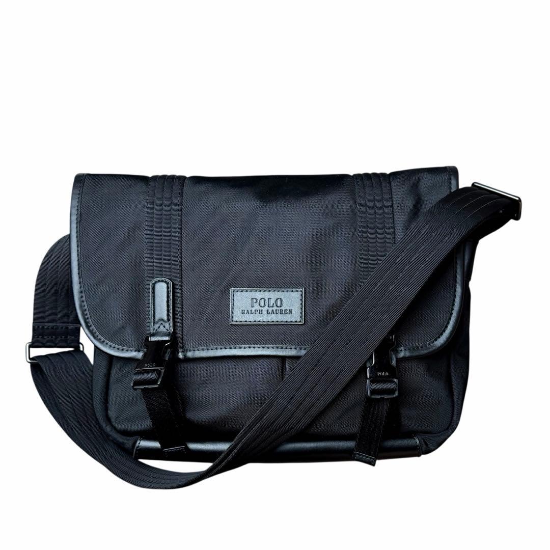 美品✨ポロ ラルフローレン メッセンジャーバッグ ショルダーバッグ　レザー　黒