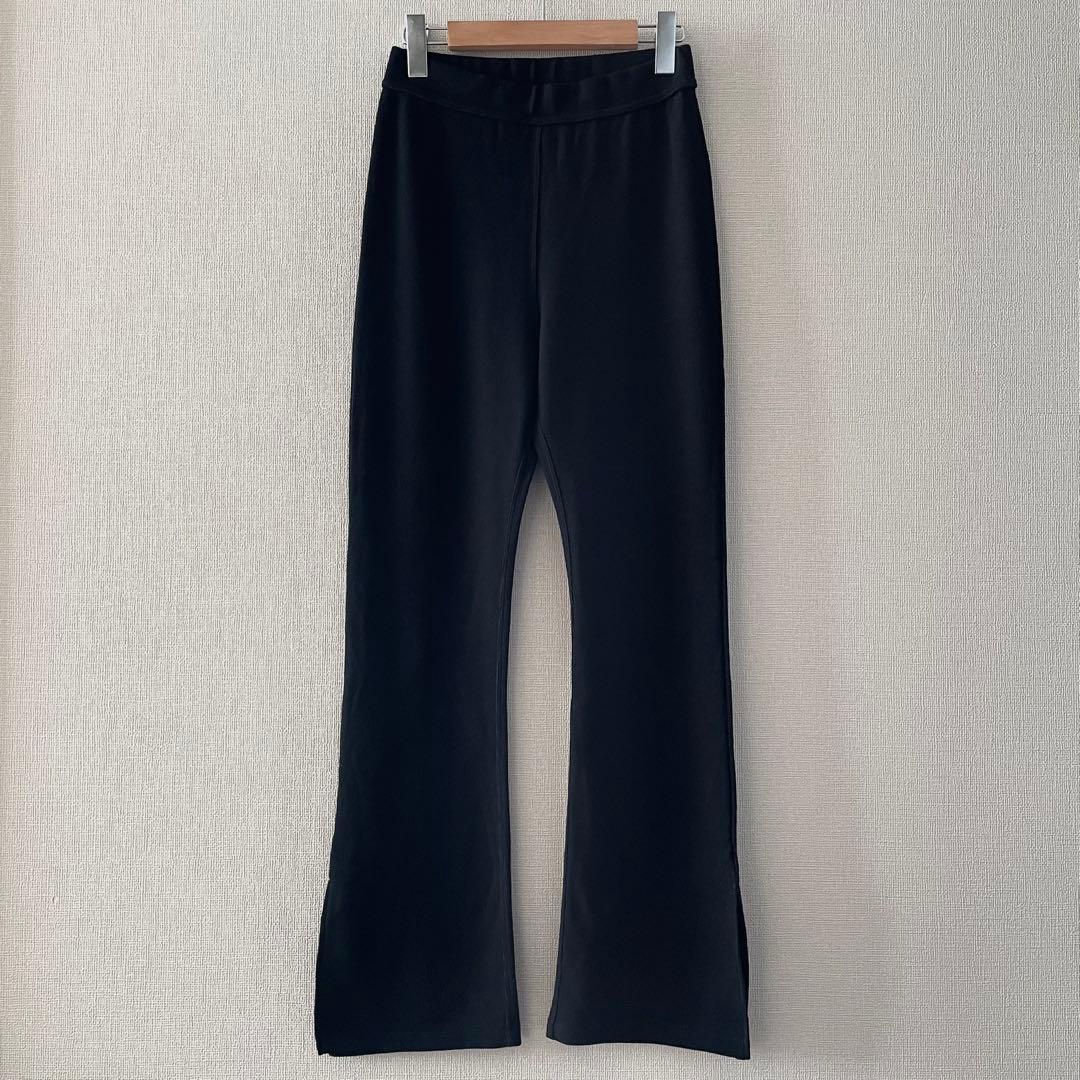 美品！Deuxieme Classe フレアリブパンツ 黒 ドゥーズィエムクラス