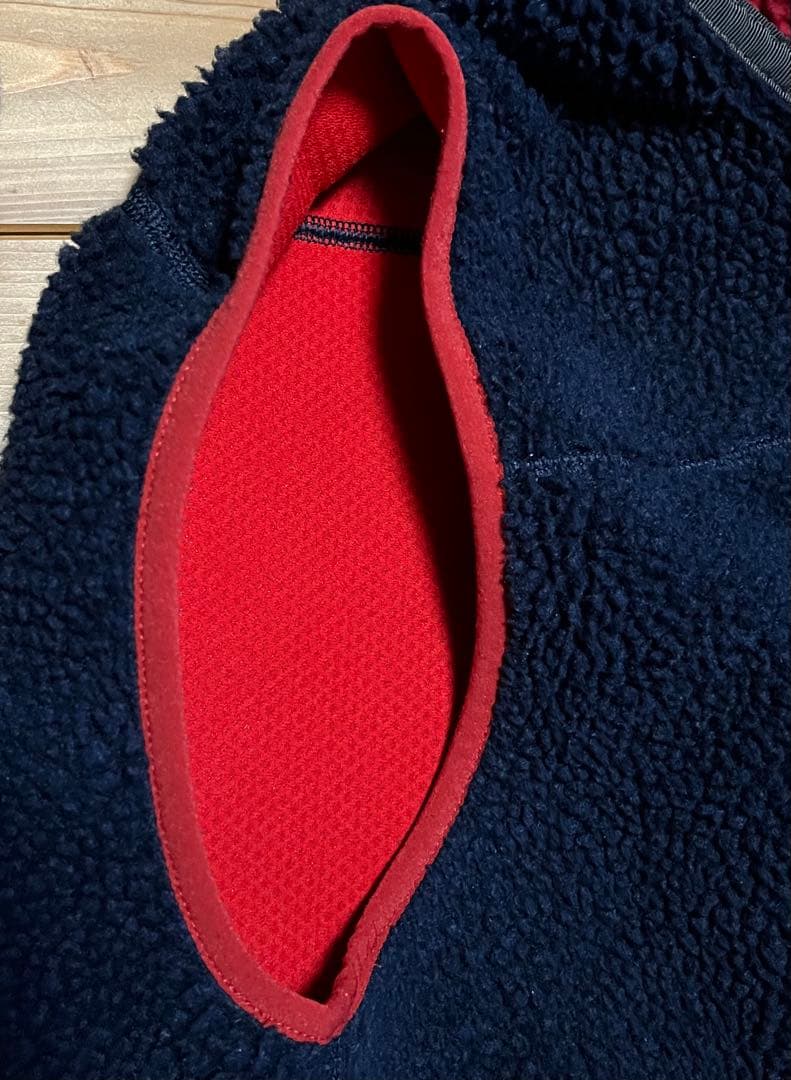 patagonia レトロXベスト S ネイビー/レッド