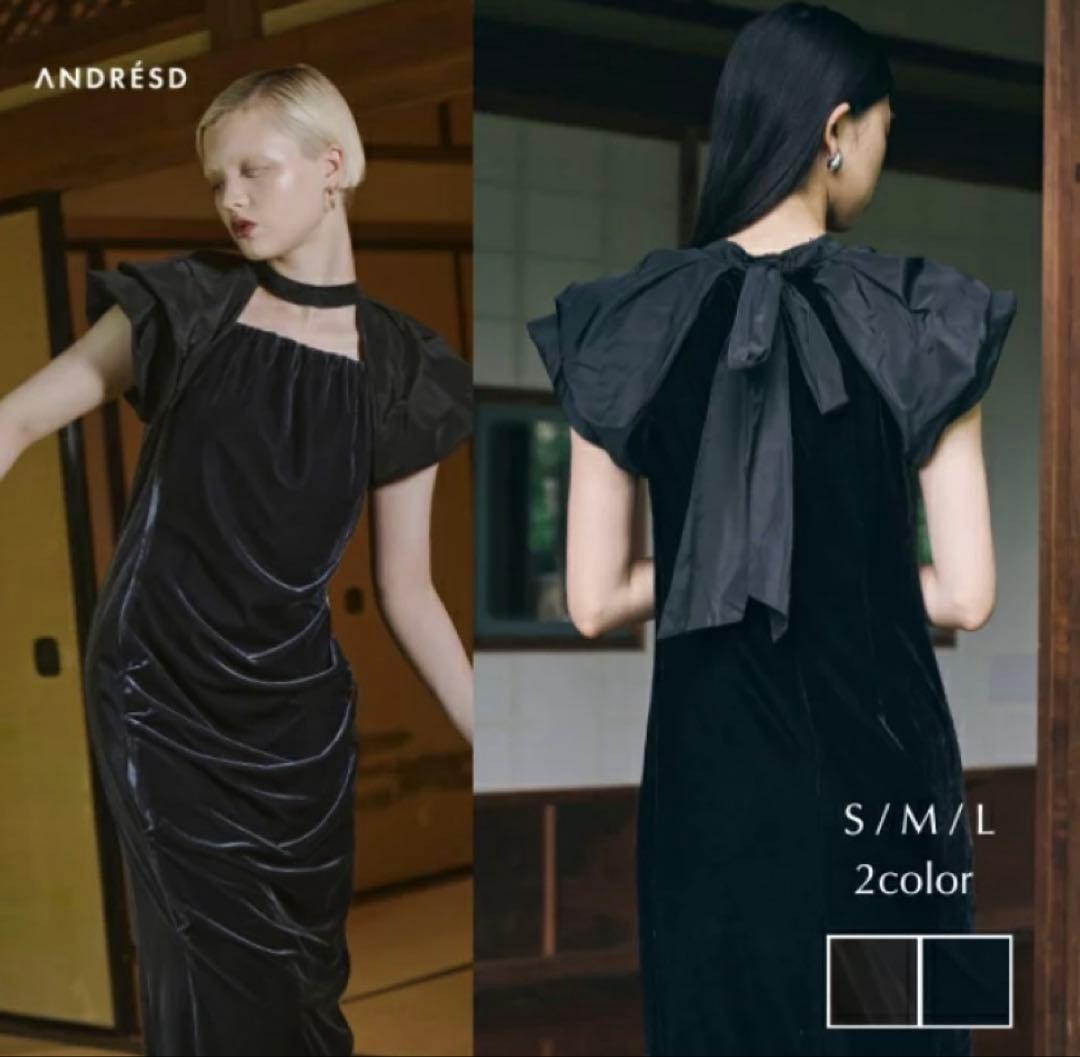 ANDRESD drape velour dress ドレープペロアドレス