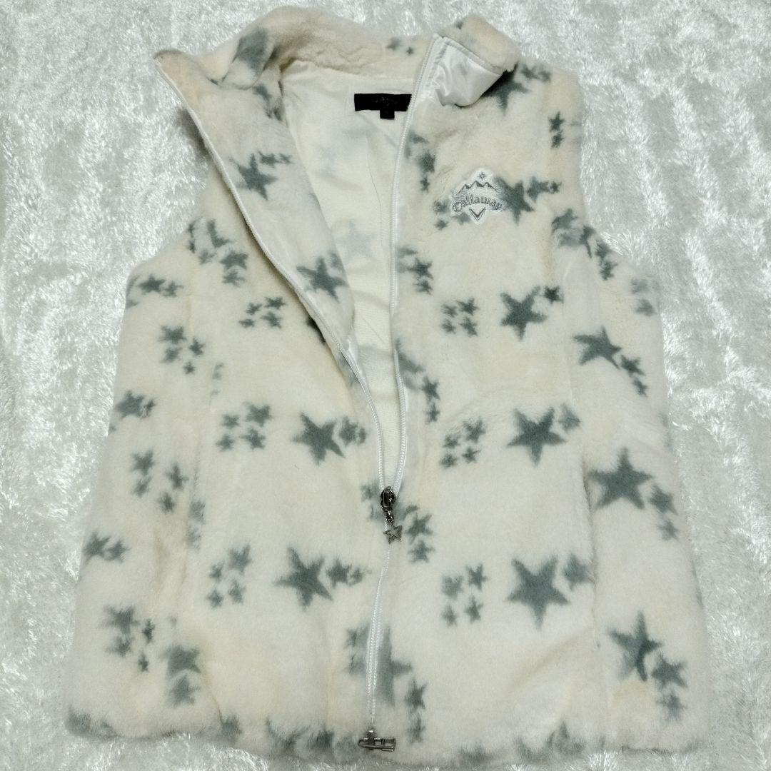 ふわふわ暖かいファー素材セットアップ ベスト＆スカート星柄Callaway