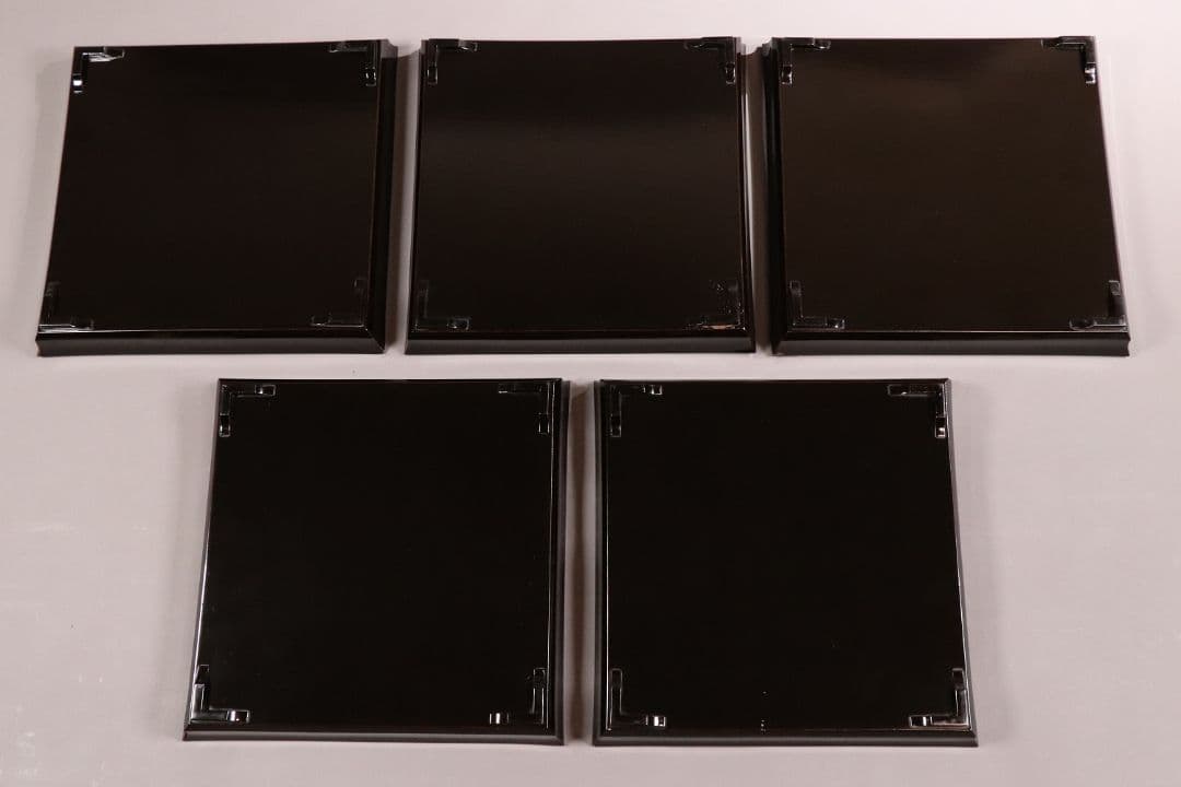 CM81 時代木製漆器 流水笹竹尾長鳥 金蒔絵 黒塗 四方膳 足付 五客 吸物膳