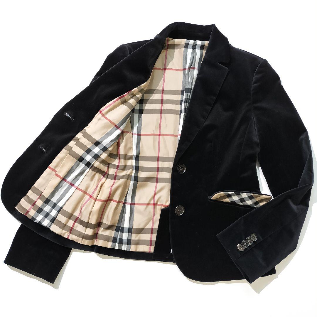 バーバリー テーラードジャケット　ベロア　38 ブラック　ノバチェック