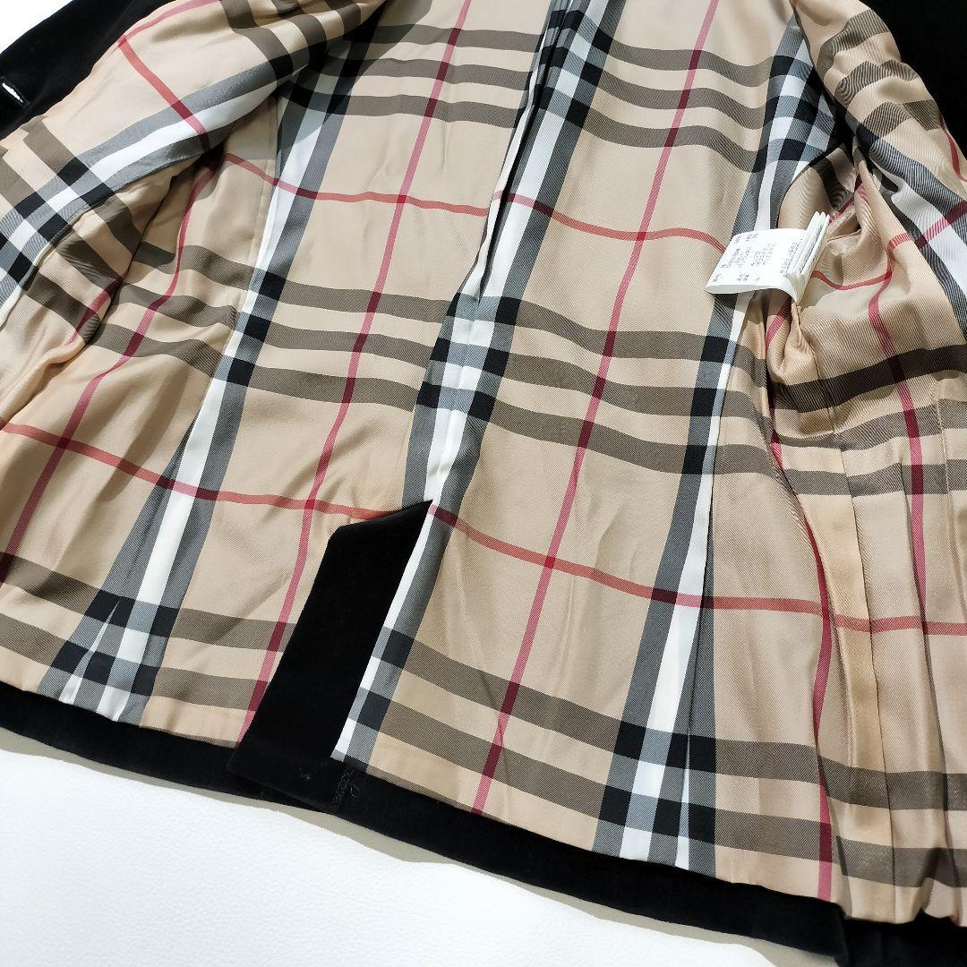 バーバリー テーラードジャケット　ベロア　38 ブラック　ノバチェック