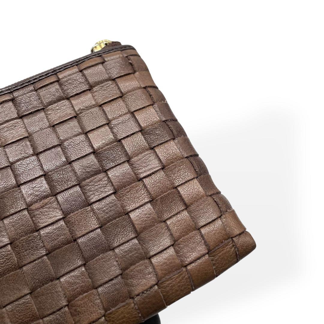 極美品　アタオ　ATAO　limo リモ　長財布　編み込みレザー　ブラウン