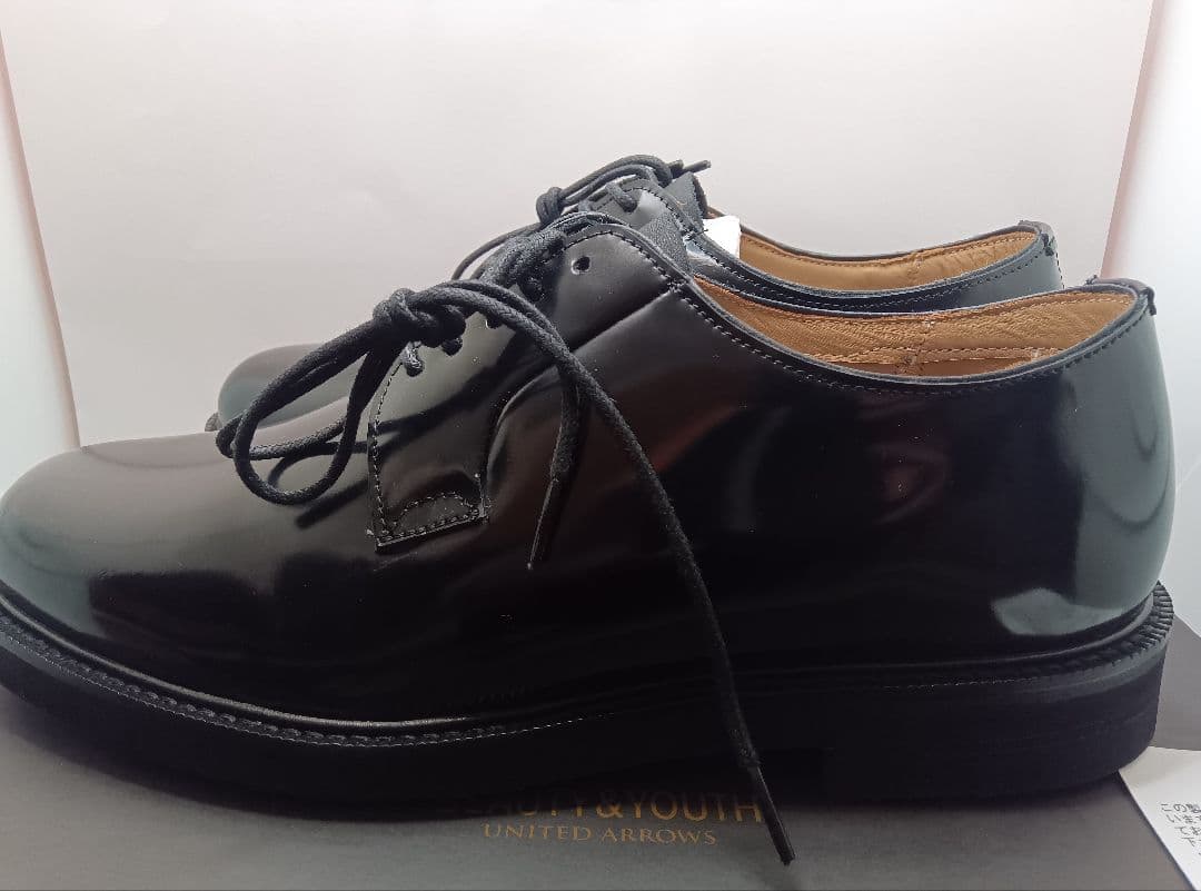 ボ*ア様 ユナイテッドアローズポストマンシューズサービスシューズ黒レザー25.0
