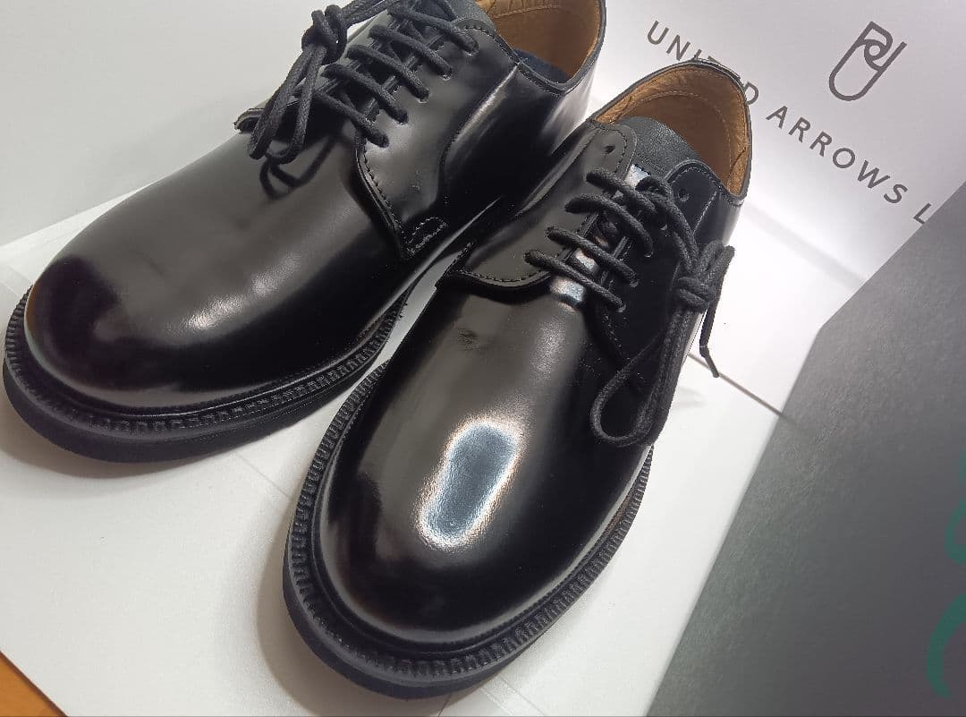 ボ*ア様 ユナイテッドアローズポストマンシューズサービスシューズ黒レザー25.0