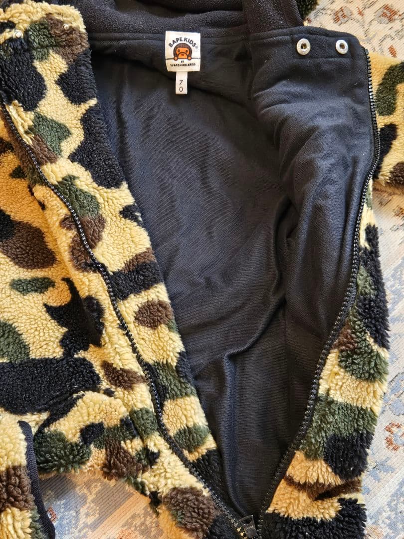 BAPE KIDS 迷彩柄 もこもこロンパース 70cm