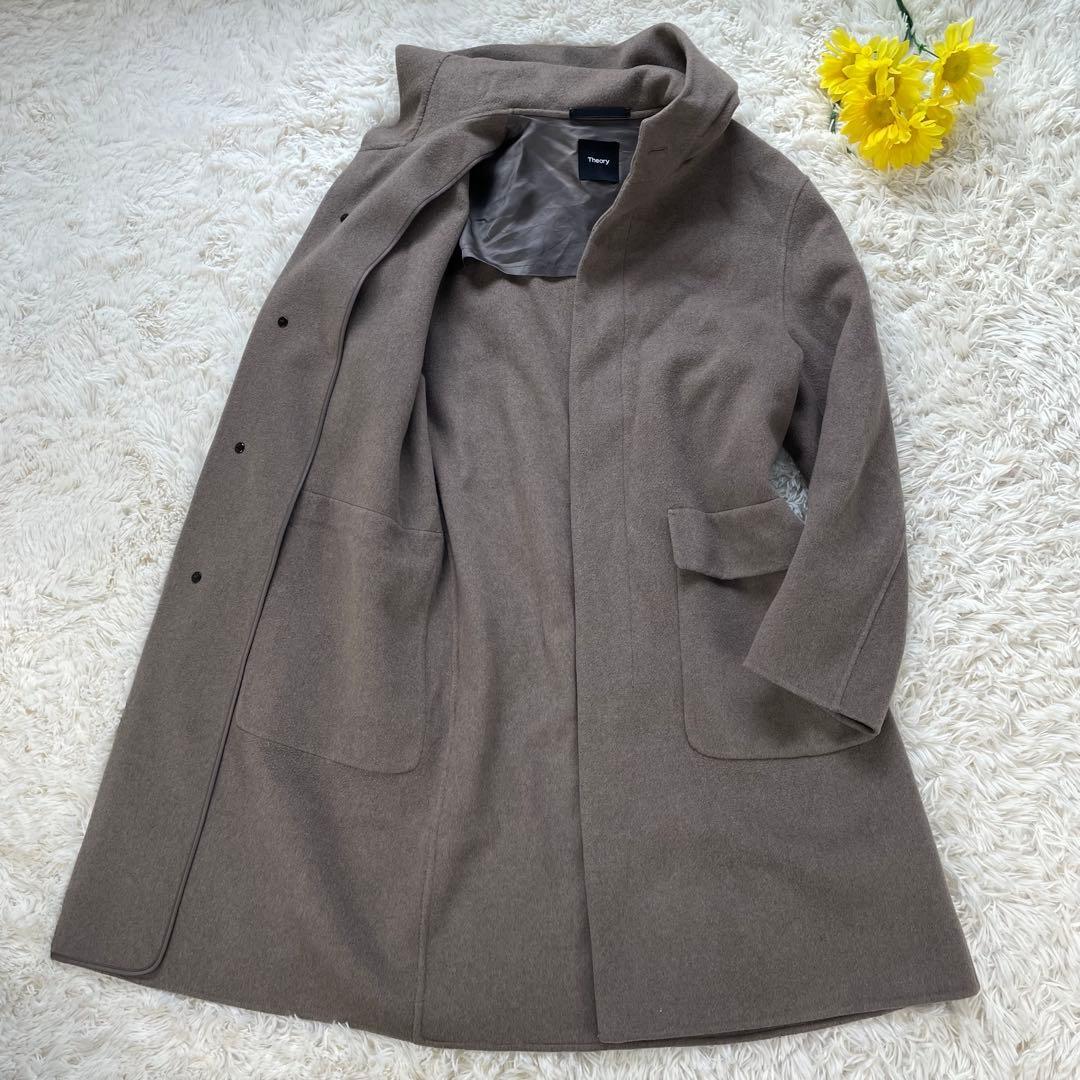 Theory カシミヤ 手縫い仕立て フーテッドコート ダブルフェイス メンズ