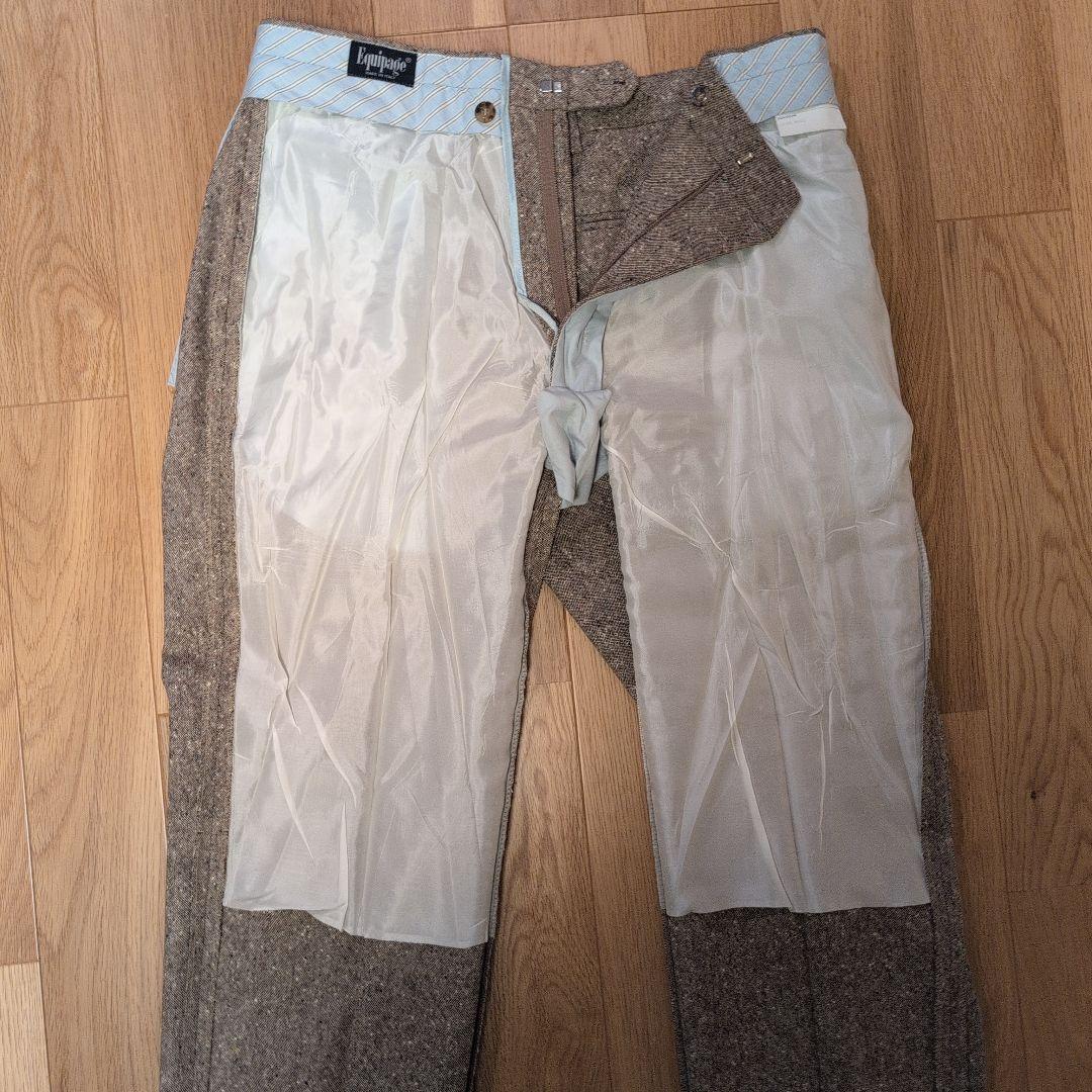 エキュパージュ ツィード調ウール ブラウン スラックスSize50