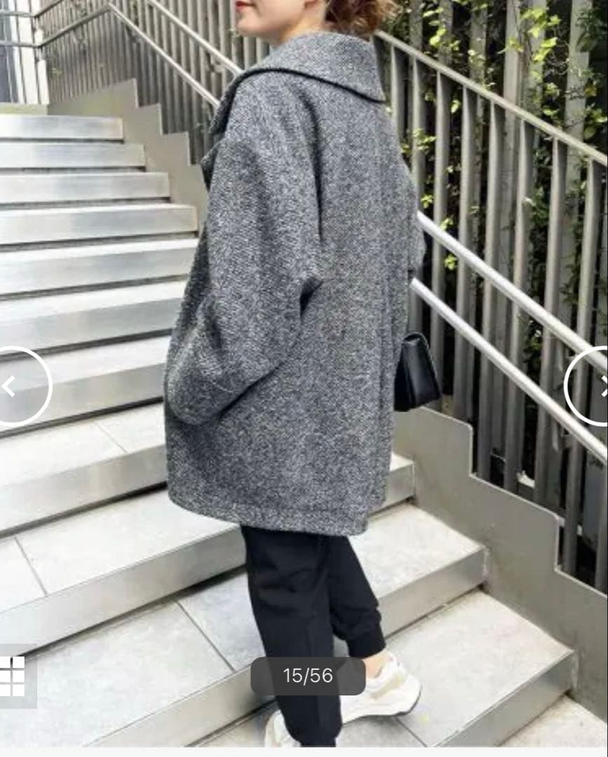 Spick & Span Wスライバーヘリンボーンミドルコート