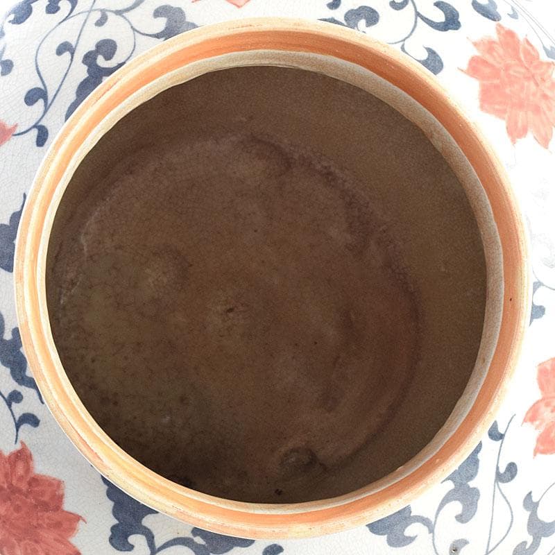 大発中国　辰砂　花弁魚藻文　獅子摘　蓋壺　Ｃ　8939Ａ