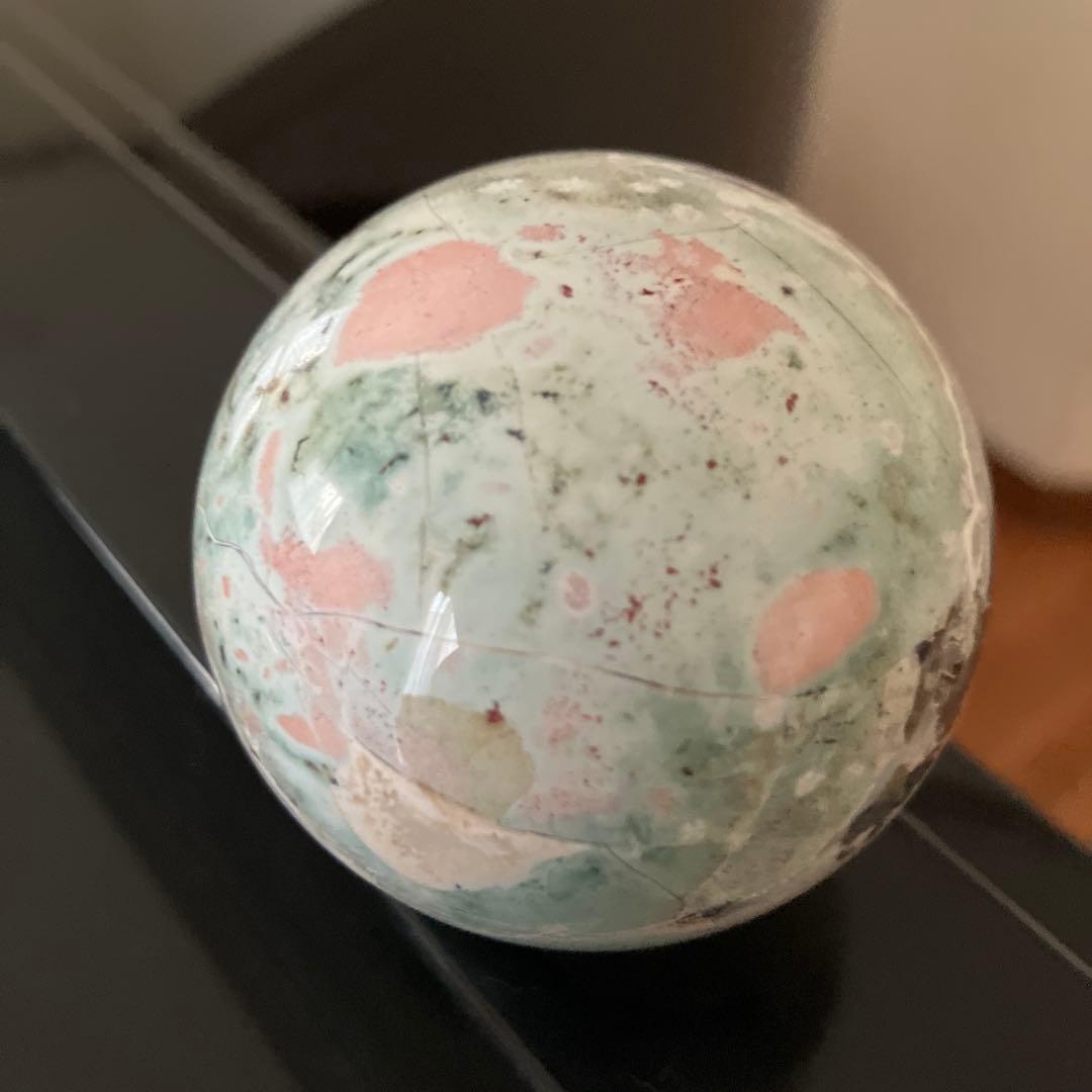 ぴぃさま専用ユニコーンジャスパーシリカ　スフィア　天然石置物　D157