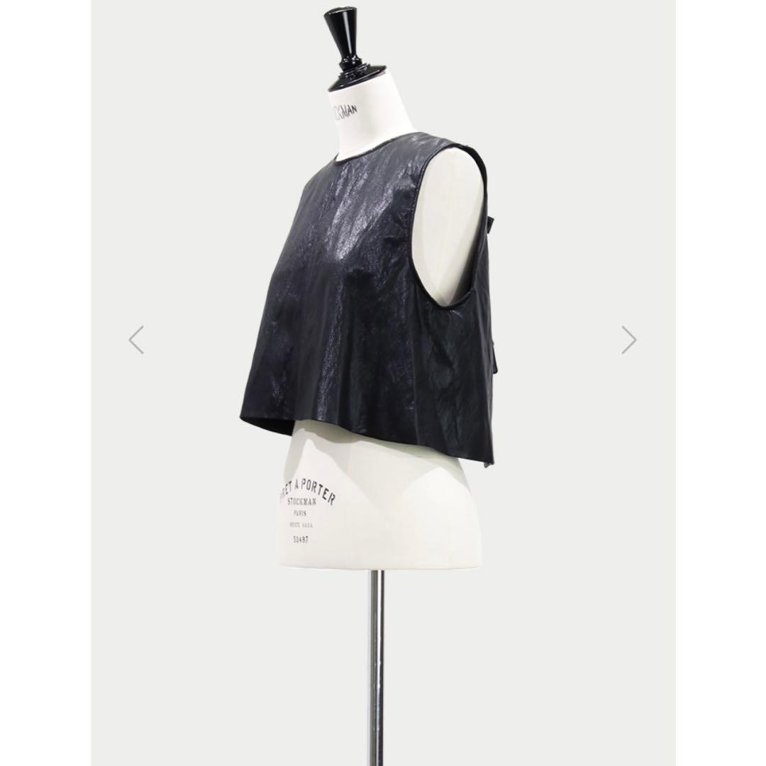 マチャット エコレザーリボンベスト（ブラッ ク）