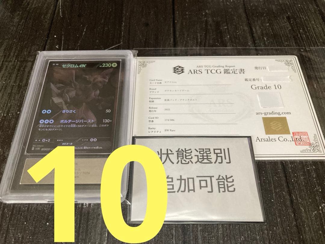【ARS10】ゼクロムex BWR ブラックボルト　ARS コレクション　鑑定書
