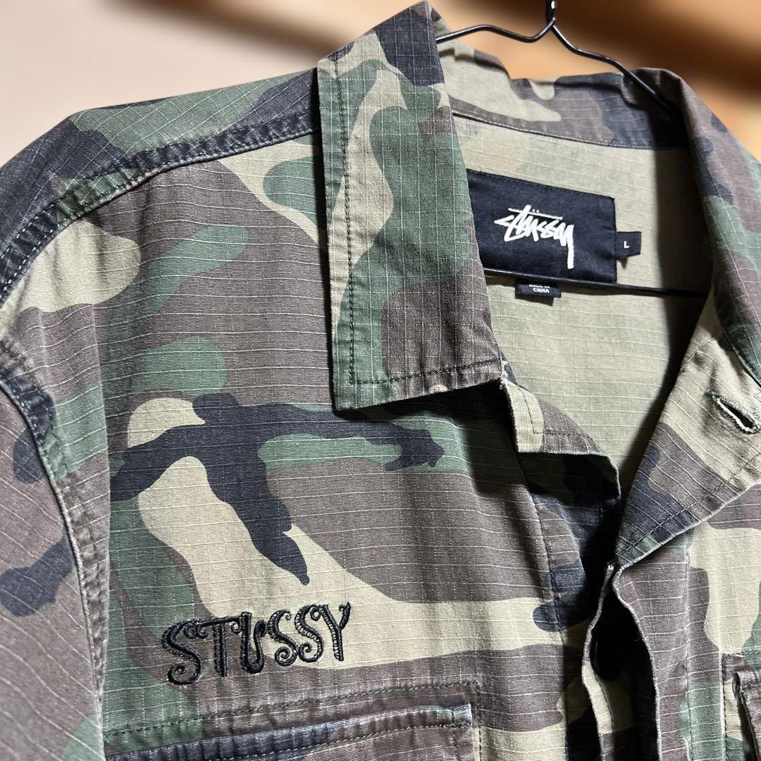 ステューシー Stussy 迷彩柄 ミリタリージャケット フラワー　緑　L