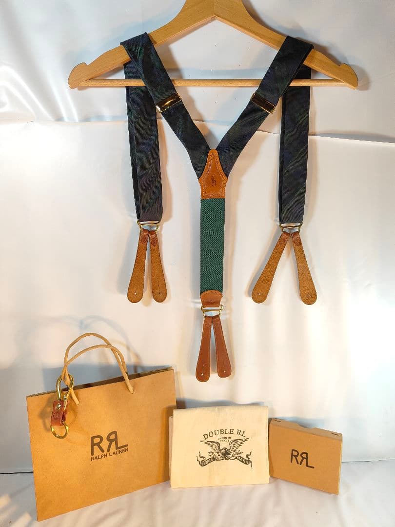 【Vintage】【希少品】USA製　PRL　高級本革サスペンダー　牛革/正規品