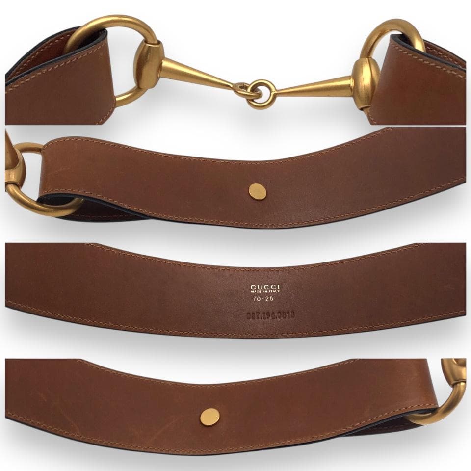 【美品】GUCCI グッチ ホースビット ベルト ゴールド ブラウン イタリア.