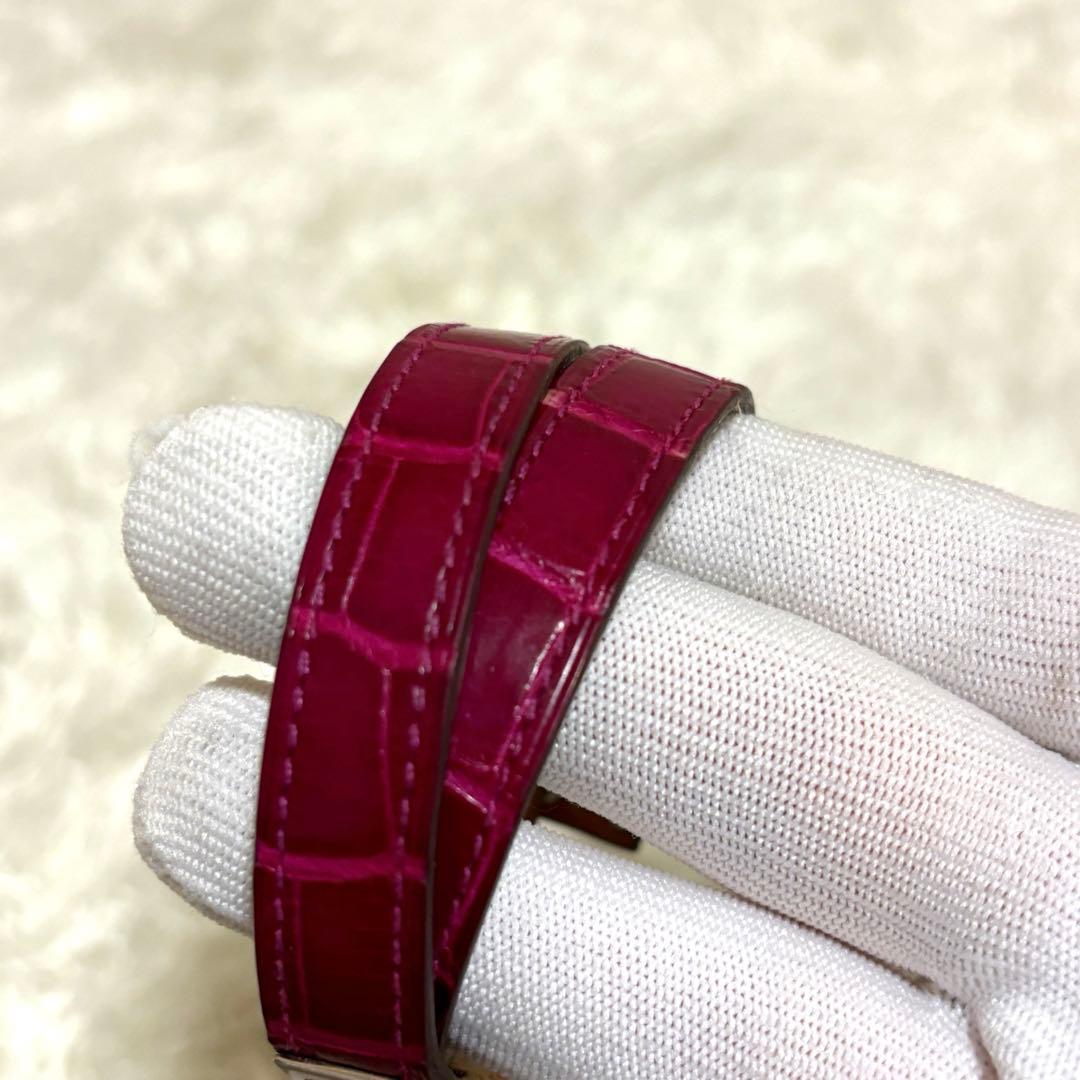 極美品✨HERMES シャイニングクロコ　ケリー　バングル　ピンク