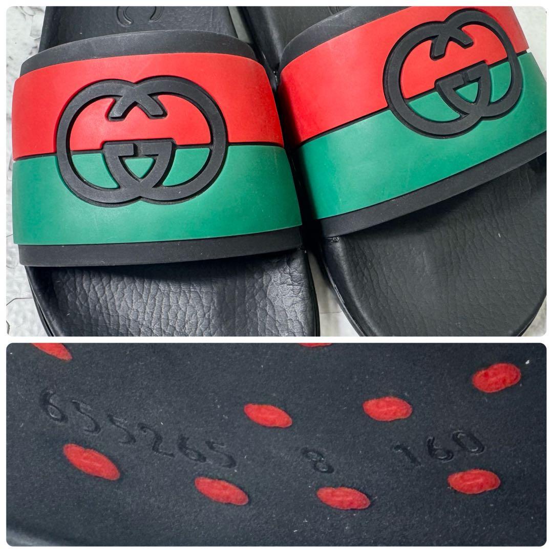 良品◯グッチ　スライドサンダル　インターロッキングG シェリーライン　ラバー