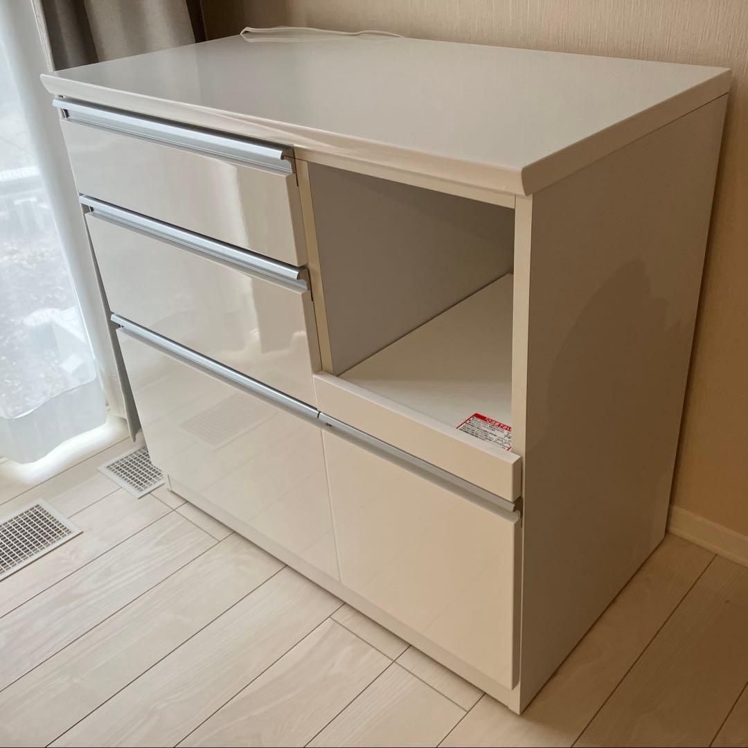 キッチンカウンター(レジューム 90QL-R WH)