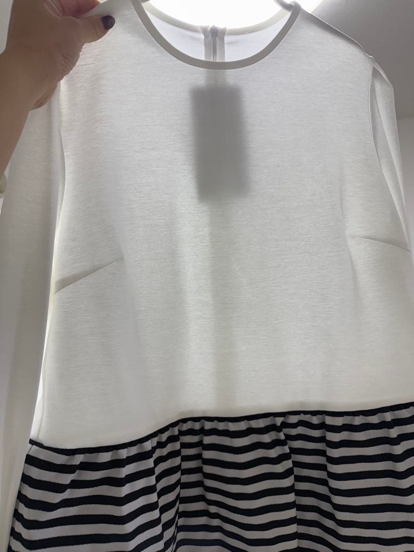 BORDERS at BALCONY ペプラム長袖カットソー　 ホワイト