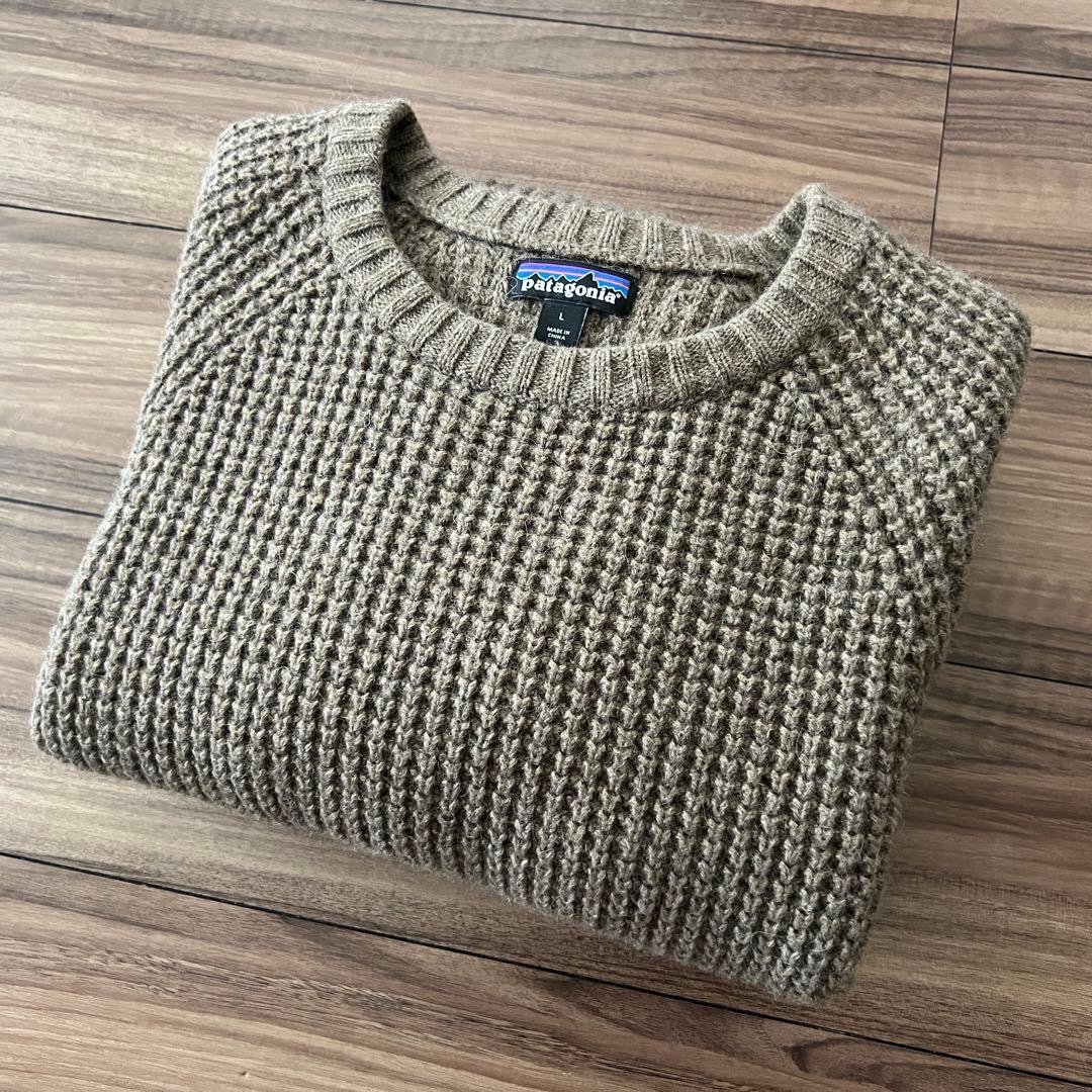 【希少・美品】パタゴニア クルーネック ウールセーター L ワッフル ニット