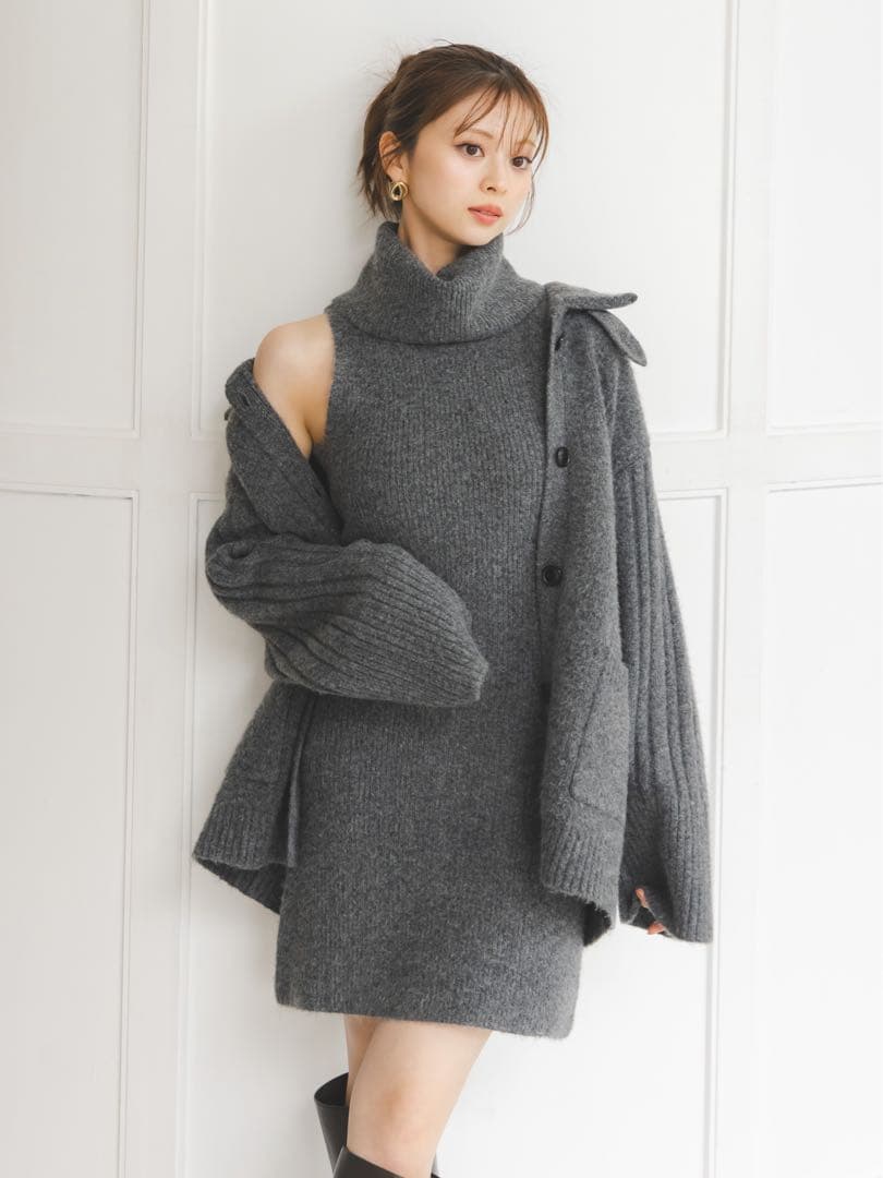 SNIDEL ニットワンピース　カーディガン　セットアップ