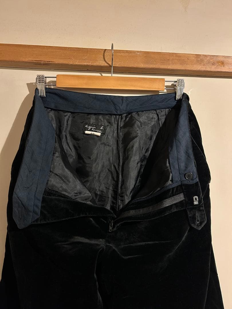 激レア　フランス製　アニエスベー ベロアパンツ　ブラック