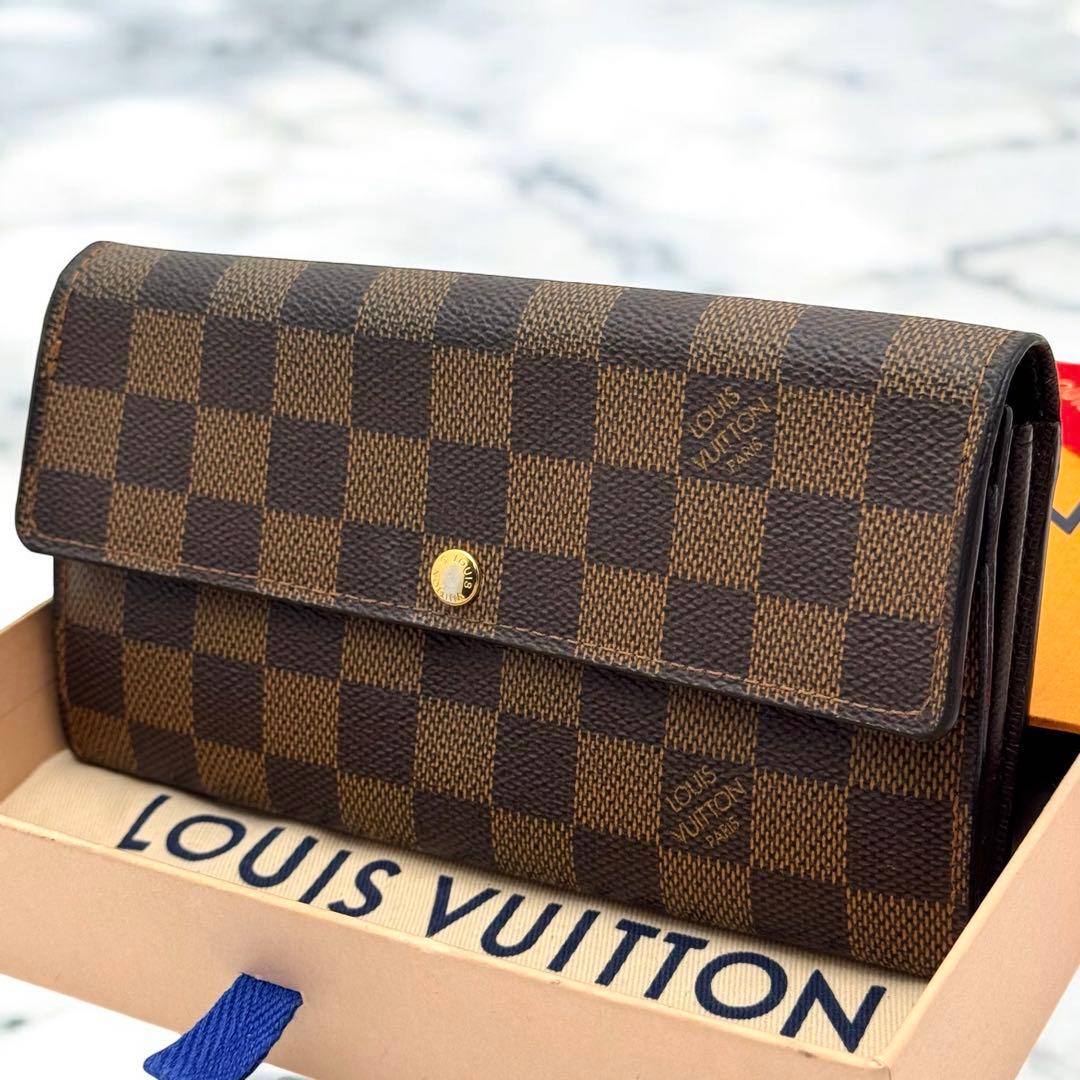 【極美品】ルイヴィトン　ダミエ　エベヌ　サラ　カード10枚　長財布　折り財布
