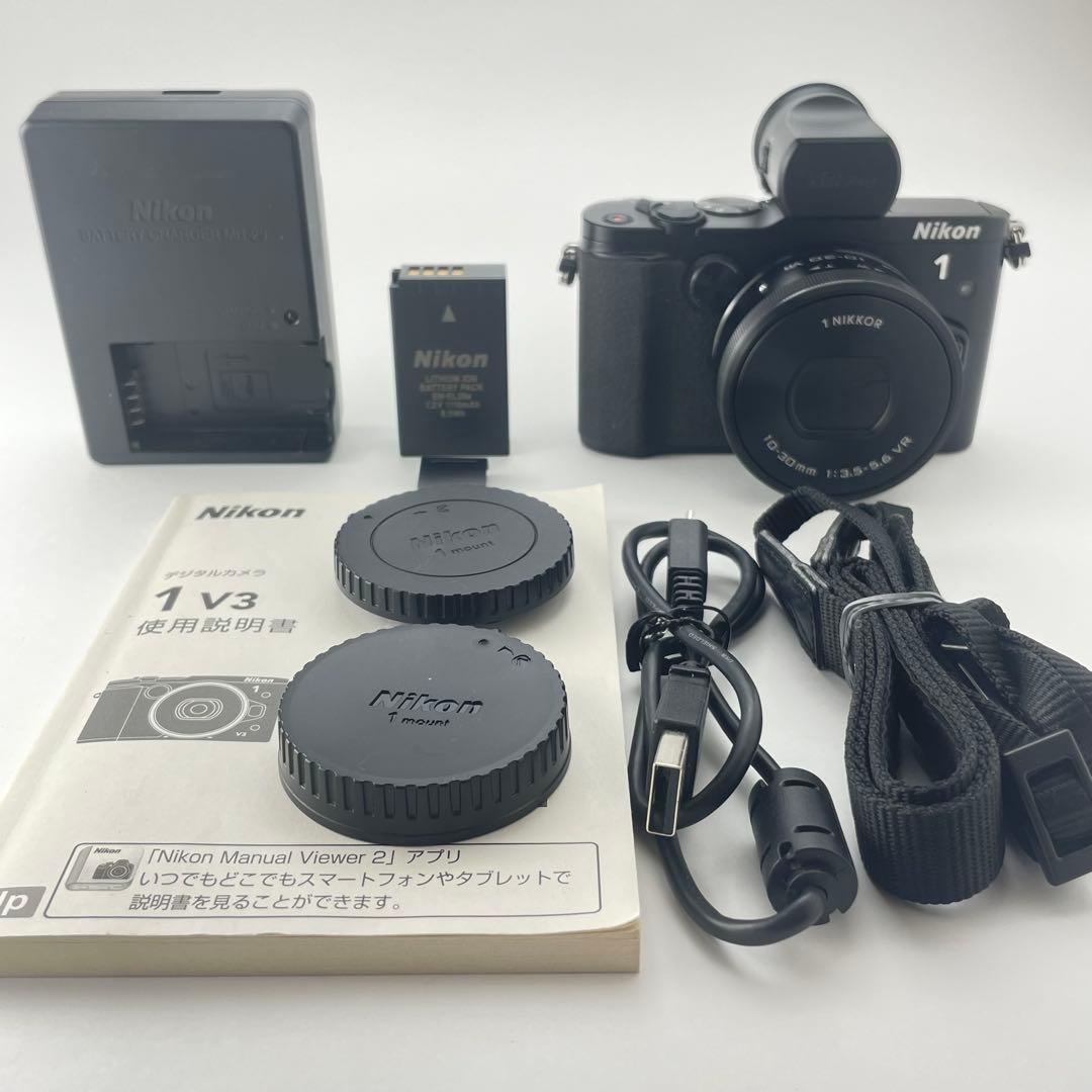 【ショット数8000・返品保証】Nikon 1 V3 ブラック 標準レンズキット
