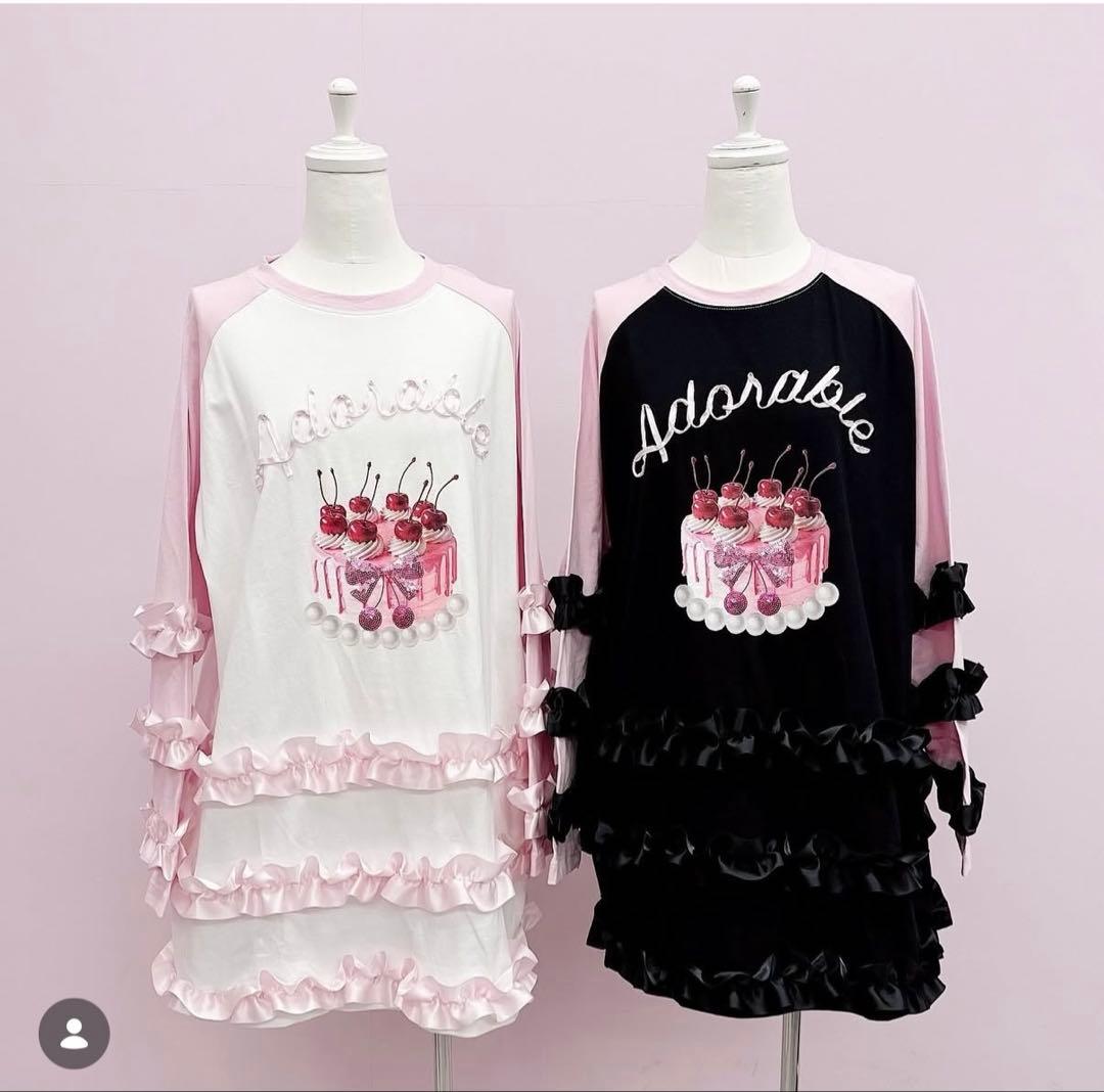 フリル付き長袖Tシャツ Adorable アンクルージュ　Ank rouge