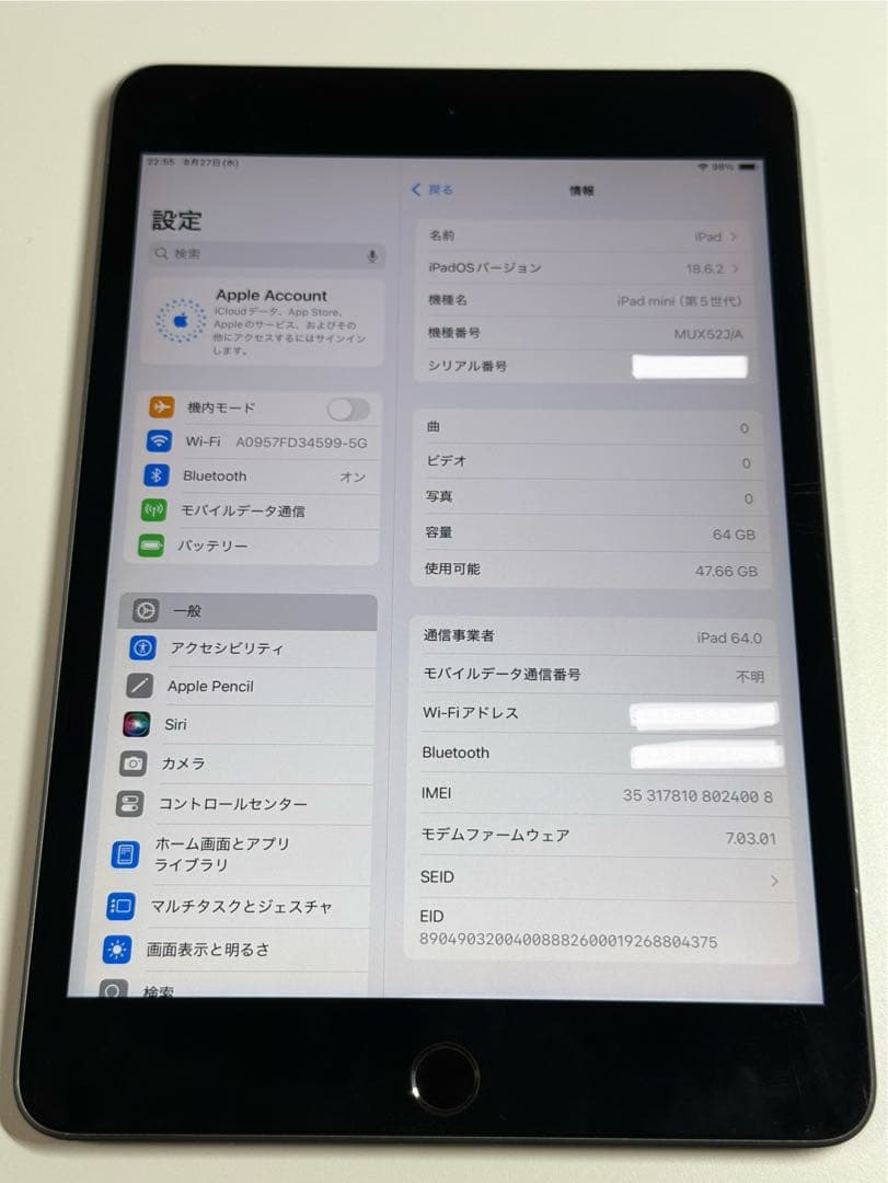iPad本体 iPad mini 5 Cellular 64GB