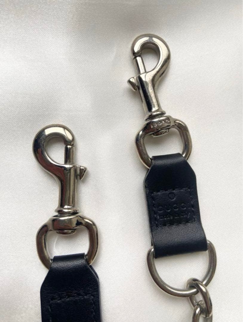 GUCCI ウォレットチェーン シルバー ブラック✨週末セール