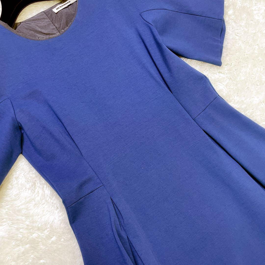 希少 ジルサンダー レーヨン 変形 Aライン デザイン 半袖 ワンピース