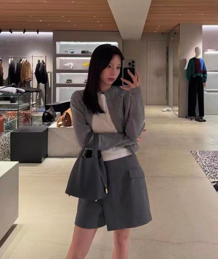 CABaN コットンカシミヤ クルーネックカーディガン ライトグレー S