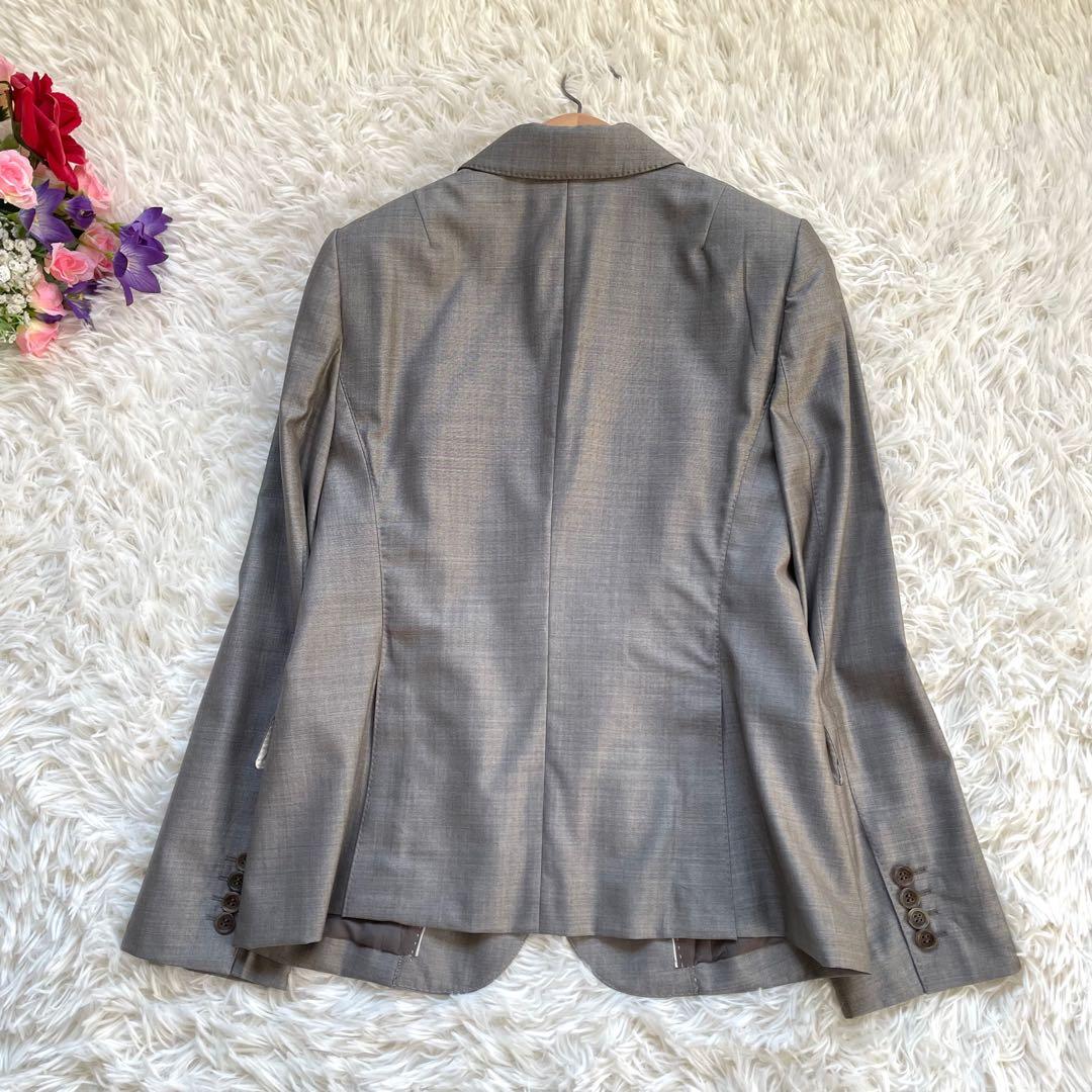 大きいサイズ23区イタリア生地マルゾットウールシルクグレースカートスーツ上下44